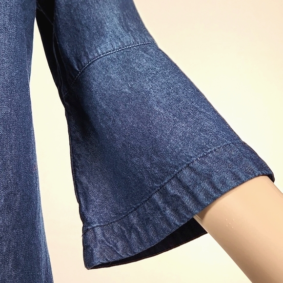 DRAPER JAMES Chambray Ruffle Shift Dress Size 2 - Picture 8 of 15